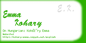 emma kohary business card